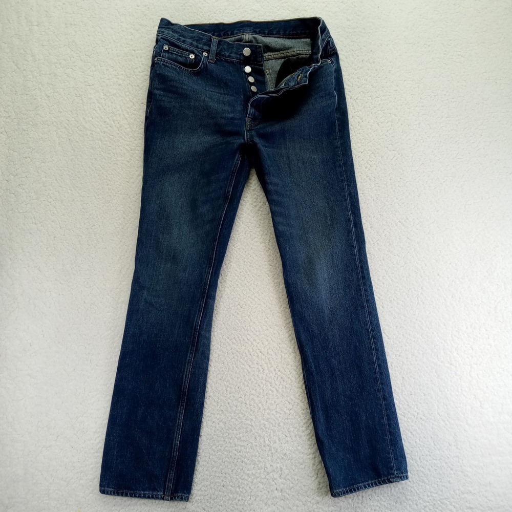 BLK DNM Jeans Mens 31x32 Dark‎ Wash Slim Straight Leg Button Fly Cotton